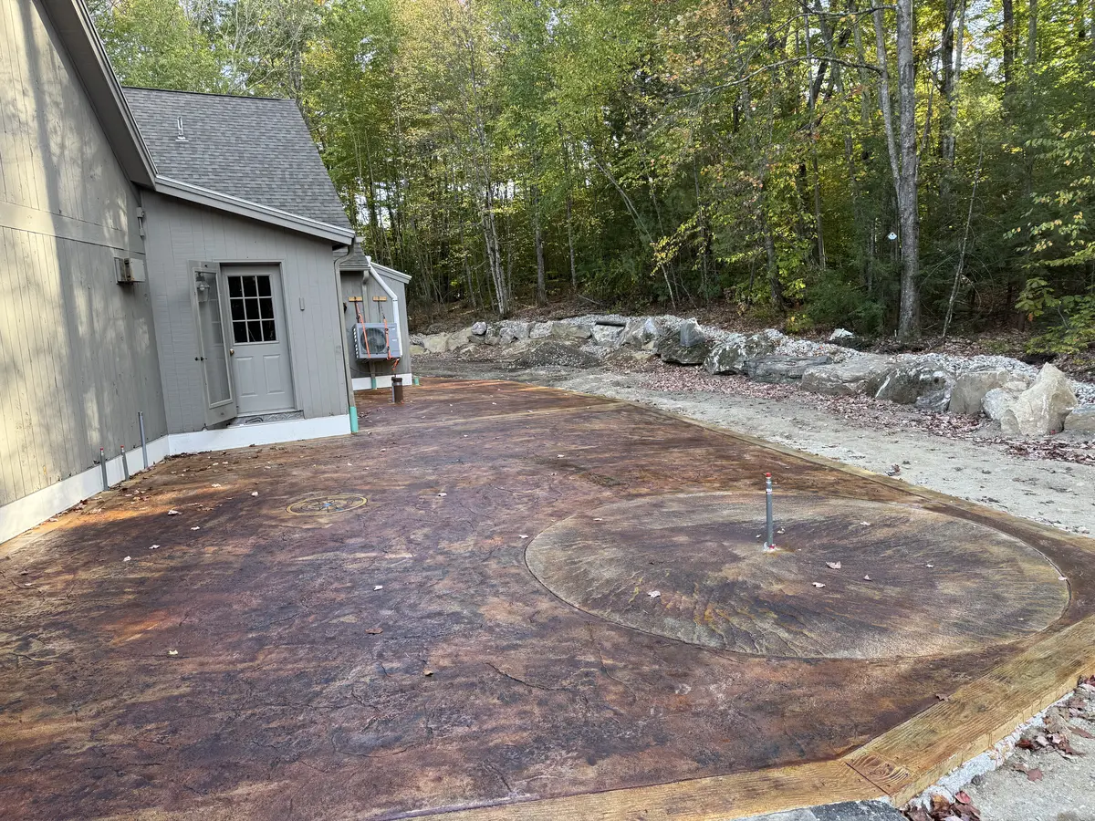 Stone-edged patio base compacted and ready for surfacing